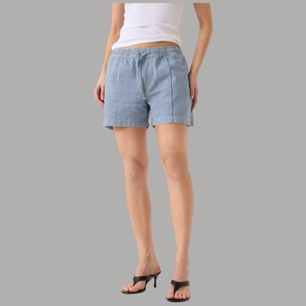 Shorts Guess GJ a Righe in Cotone con Elastico e Cordoncino - 5
