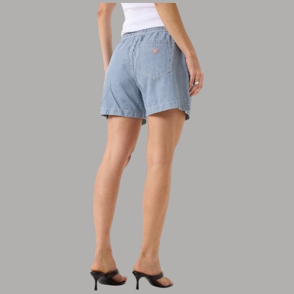 Shorts Guess GJ a Righe in Cotone con Elastico e Cordoncino - 3