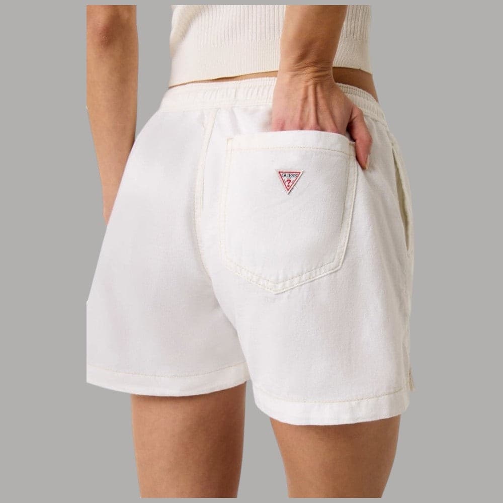 Shorts Guess GJ Denim Bianco Vita Alta Relaxed Fit - 4