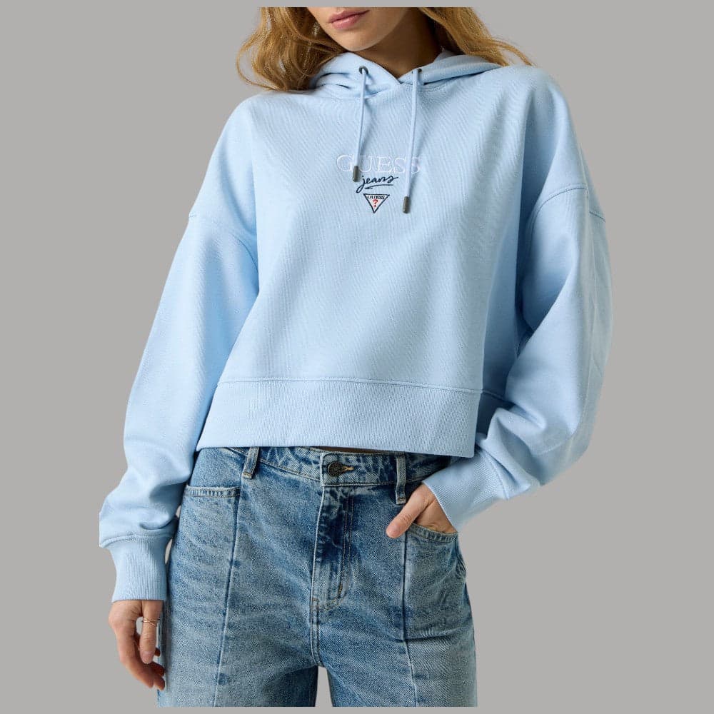 Felpa Guess GJ Corta con Cappuccio e Logo Ricamato in Cotone - 2