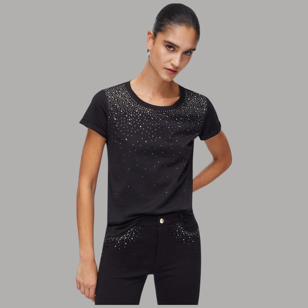 T-shirt Liu Jo in Cotone con Strass Dégradé, Eleganza e Comfort - 6