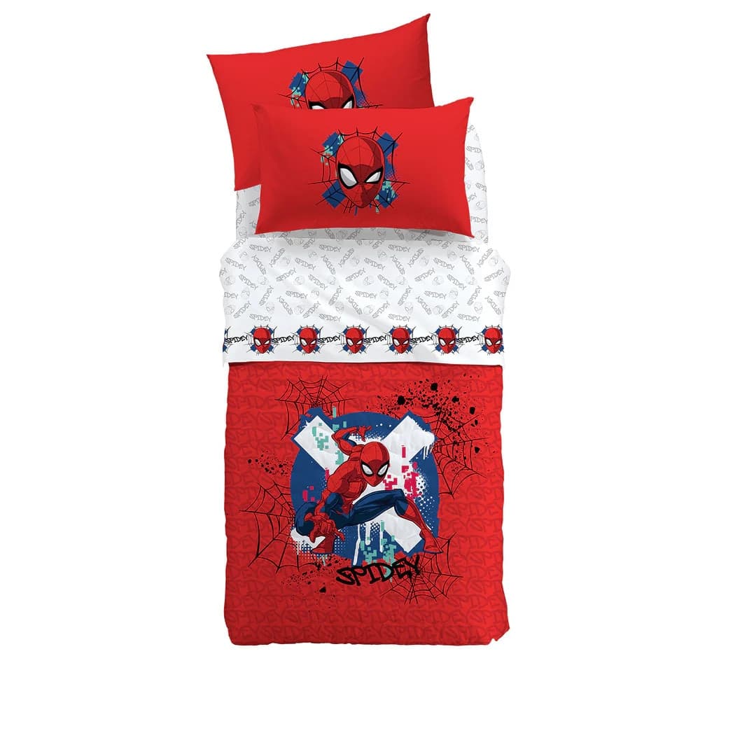 Copriletto Trapuntato Spider-Man "Red" ! Caleffi– Singolo in Puro Cotone (Misura Unica) - 1