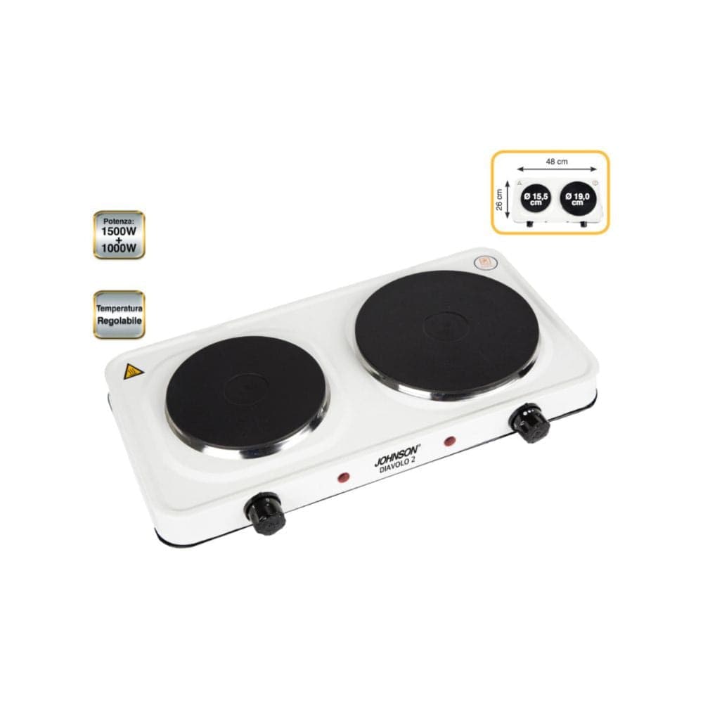 Diavolo2 - Potenza 2500W - Dimensioni piastre : d.190mm - d.155mm - Indicatori luminosi - Regolatori di temperatura