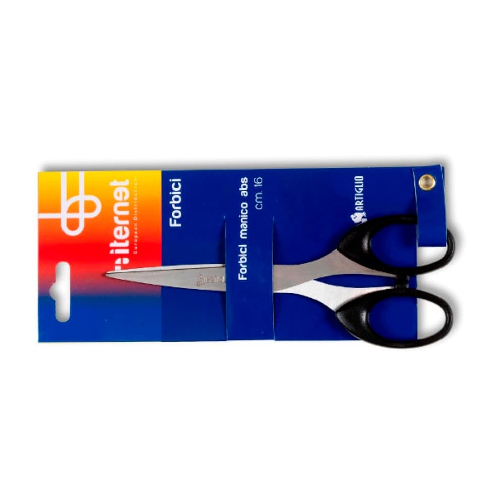 FORBICE 16 Cm CON LAMA IN ACCIAIO TEMPERATO E IMPUGNATURA IN ABS NERO - LAMA 2 mm