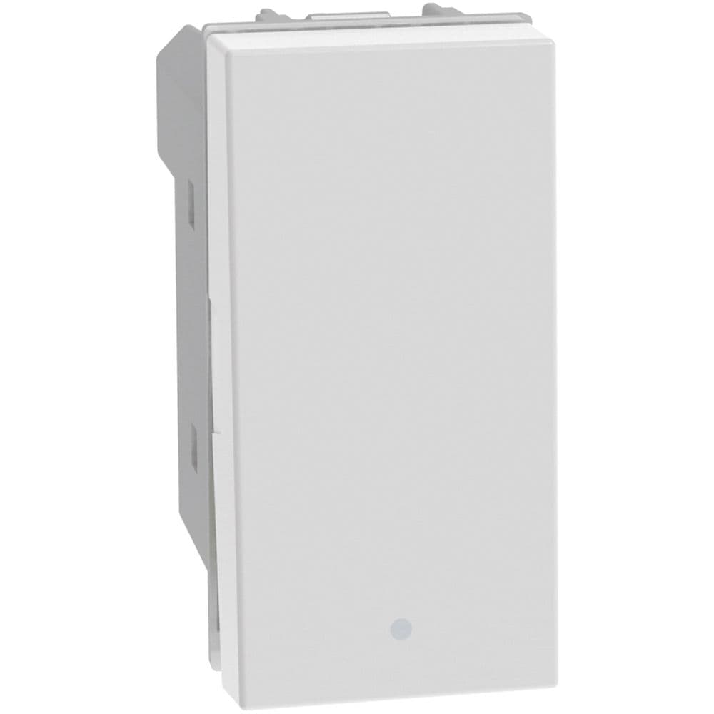 Interruttore basculante 1P 10AX – 250 Va.c. - illuminabile con led LN4742V230T, LN4742V12T, LN4742V230B - 1 modulo - bianco
