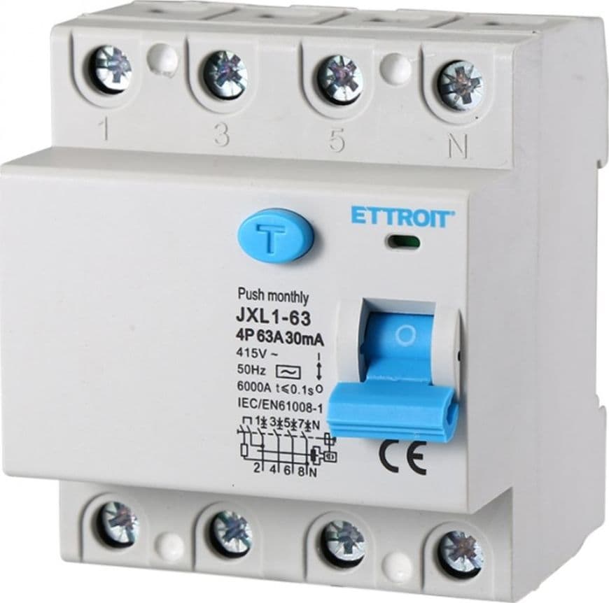 INTERRUTTORE DIFFERENZIALE PURO 4P 63A 30mA 380V - 6KA