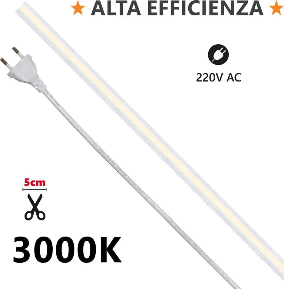 IPERLUX Strip LED 50m COB 15W/m AC 220V - 1500lm - 3000K - Prezzo al Mt - 1
