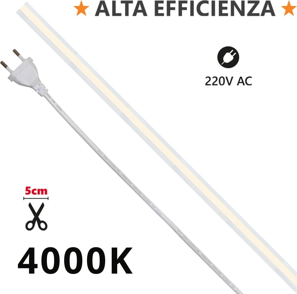 IPERLUX Strip LED 50m COB 15W/m AC 220V - 1500lm - 4000K - Prezzo al Mt - 1