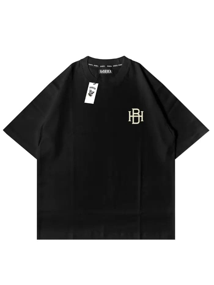 T-shirt Nera Signature Boxy Cotone Italiano Comfort e Stile - 4