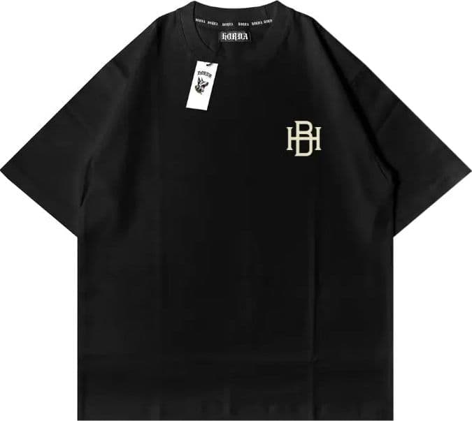 T-shirt Nera Signature Boxy Cotone Italiano Comfort e Stile
