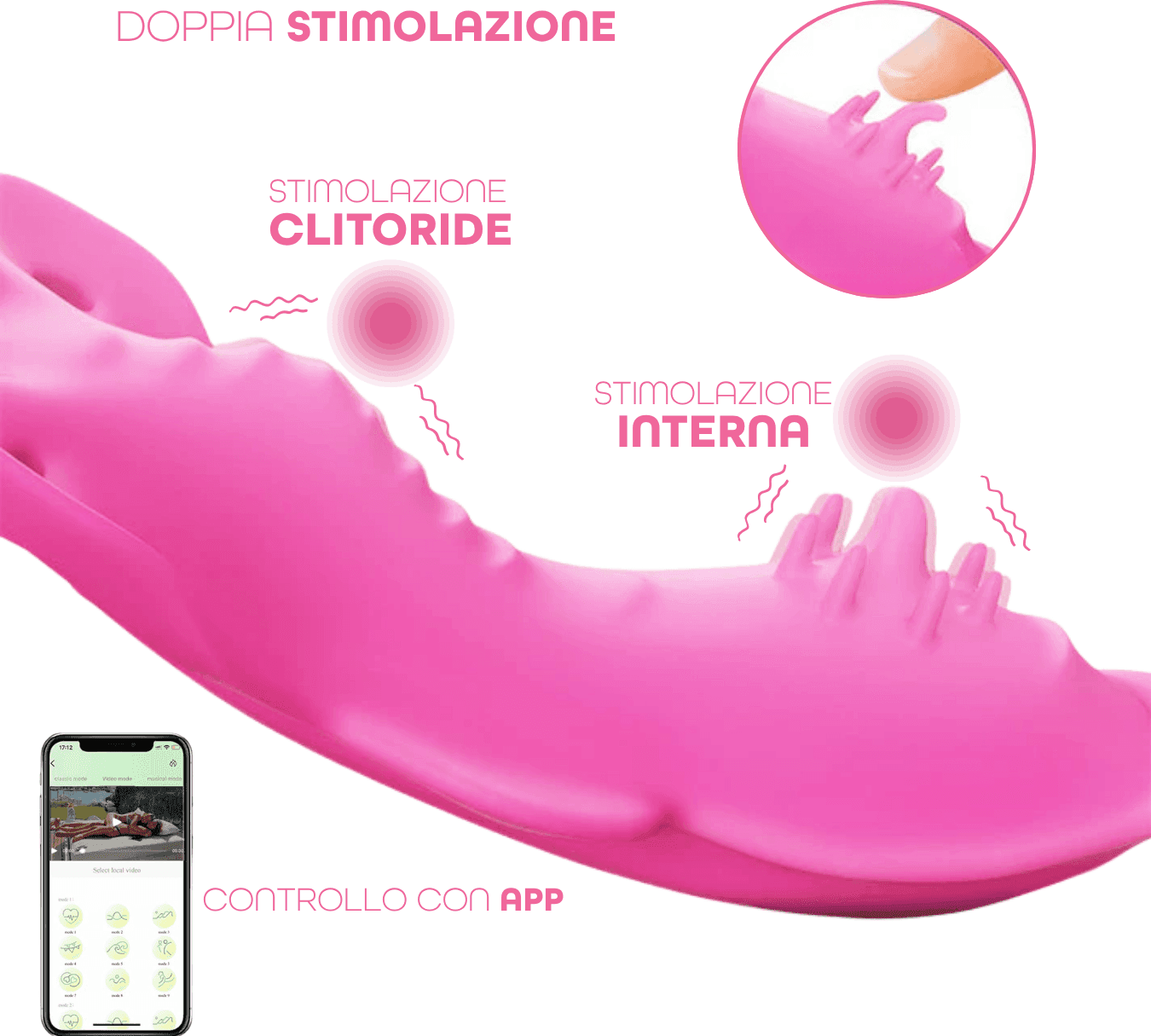 Vibratore Indossabile con App Doppia Stimolazione Controllo Smart SexToys Coppia - 4