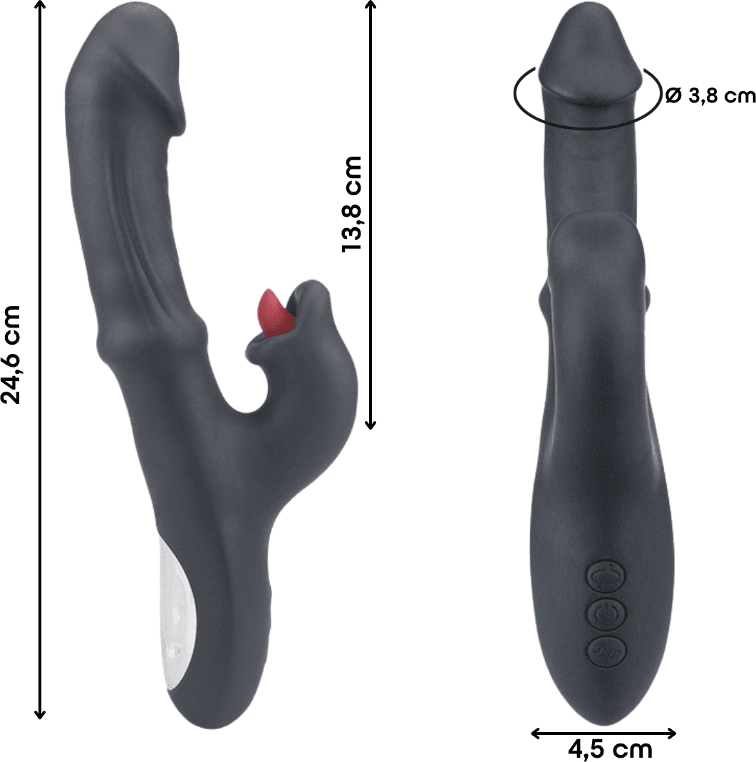 Vibratore Rabbit con Lingua e Spinta a Movimento Automatico Dildo Ricaricabile - 6
