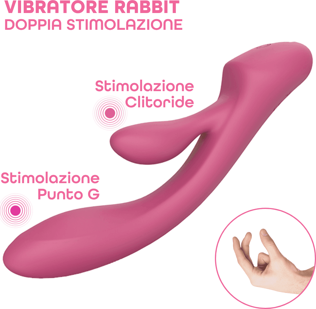 Vibratore Rabbit Doppia Stimolazione Punto G Clitoride Vibrazioni Potenti SexToy - 4