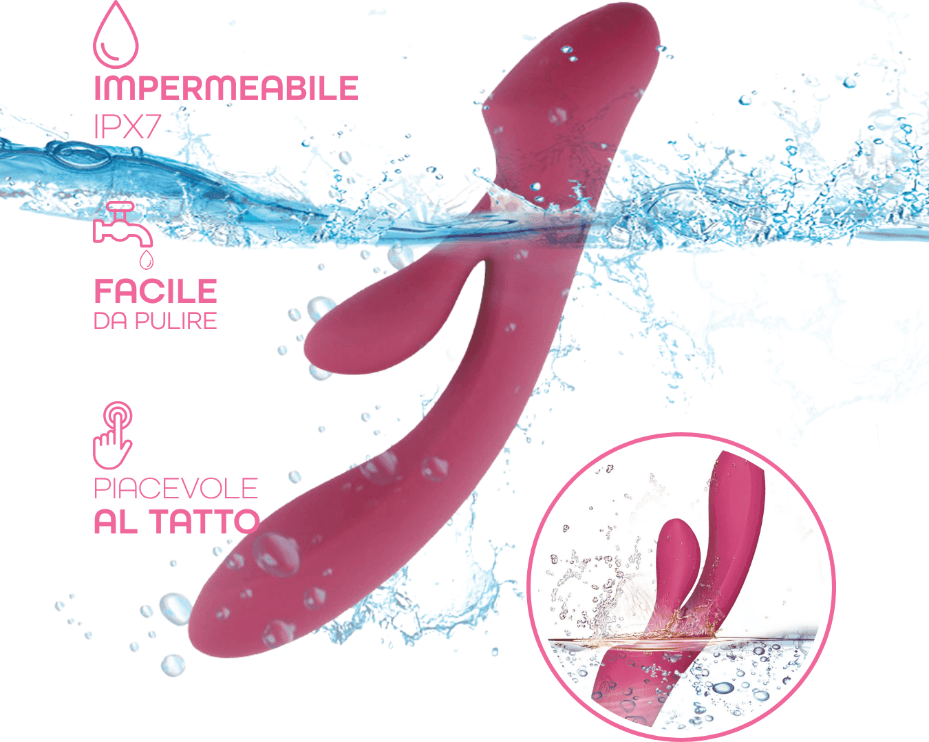Vibratore Rabbit Doppia Stimolazione Punto G Clitoride Vibrazioni Potenti SexToy - 7