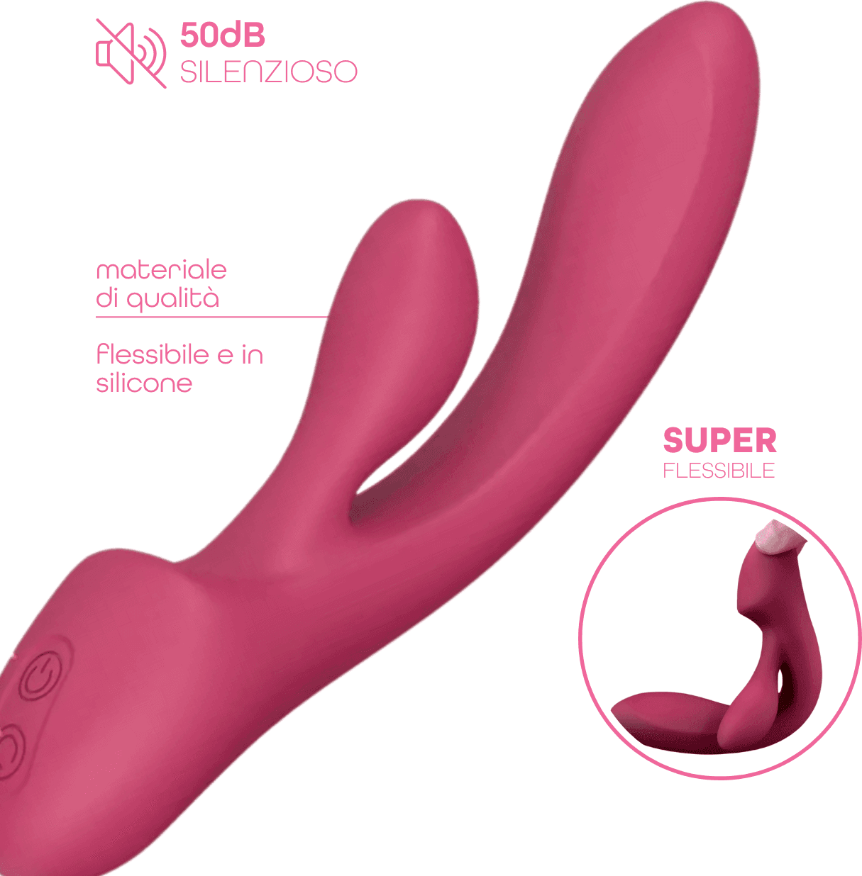 Vibratore Rabbit Doppia Stimolazione Punto G Clitoride Vibrazioni Potenti SexToy - 8