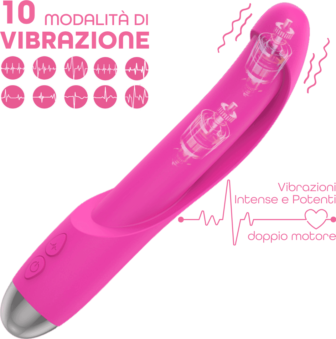 Vibratore Punto G Curvo Dildo in Silicone Stimolatore con 10 Modi di Vibrazione - 3