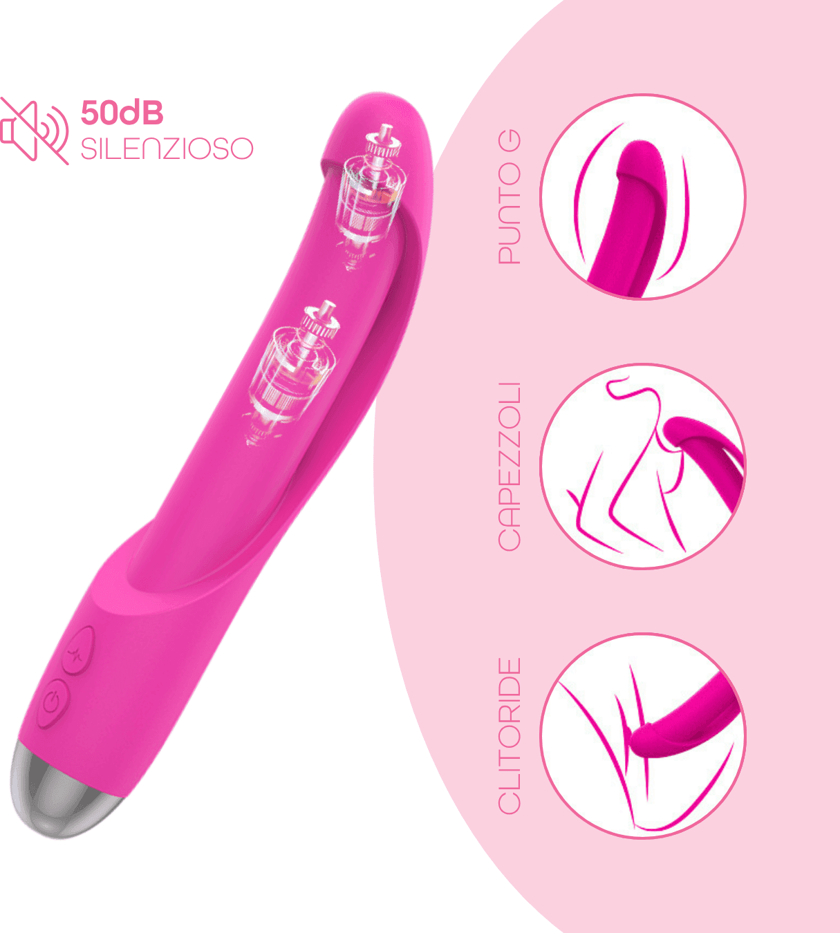 Vibratore Punto G Curvo Dildo in Silicone Stimolatore con 10 Modi di Vibrazione - 8