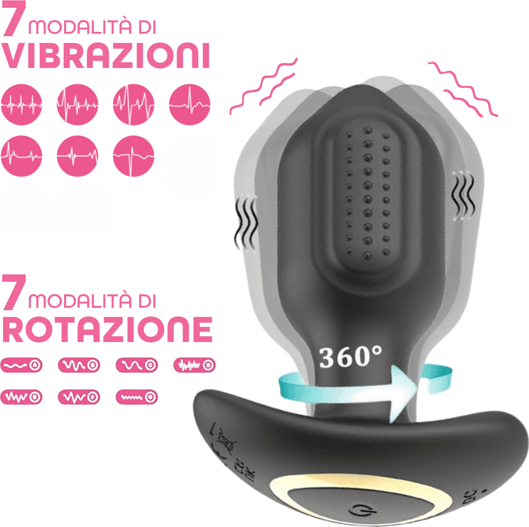 Stimolatore Prostata con Telecomando Vibratore Anale 360° Rotante in Silicone - 3