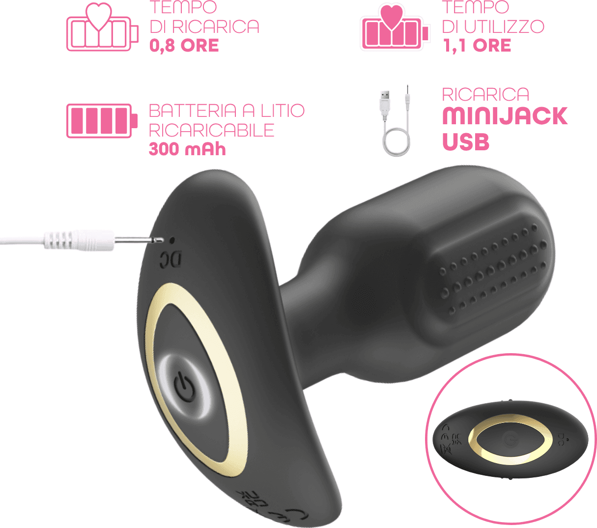 Stimolatore Prostata con Telecomando Vibratore Anale 360° Rotante in Silicone - 5