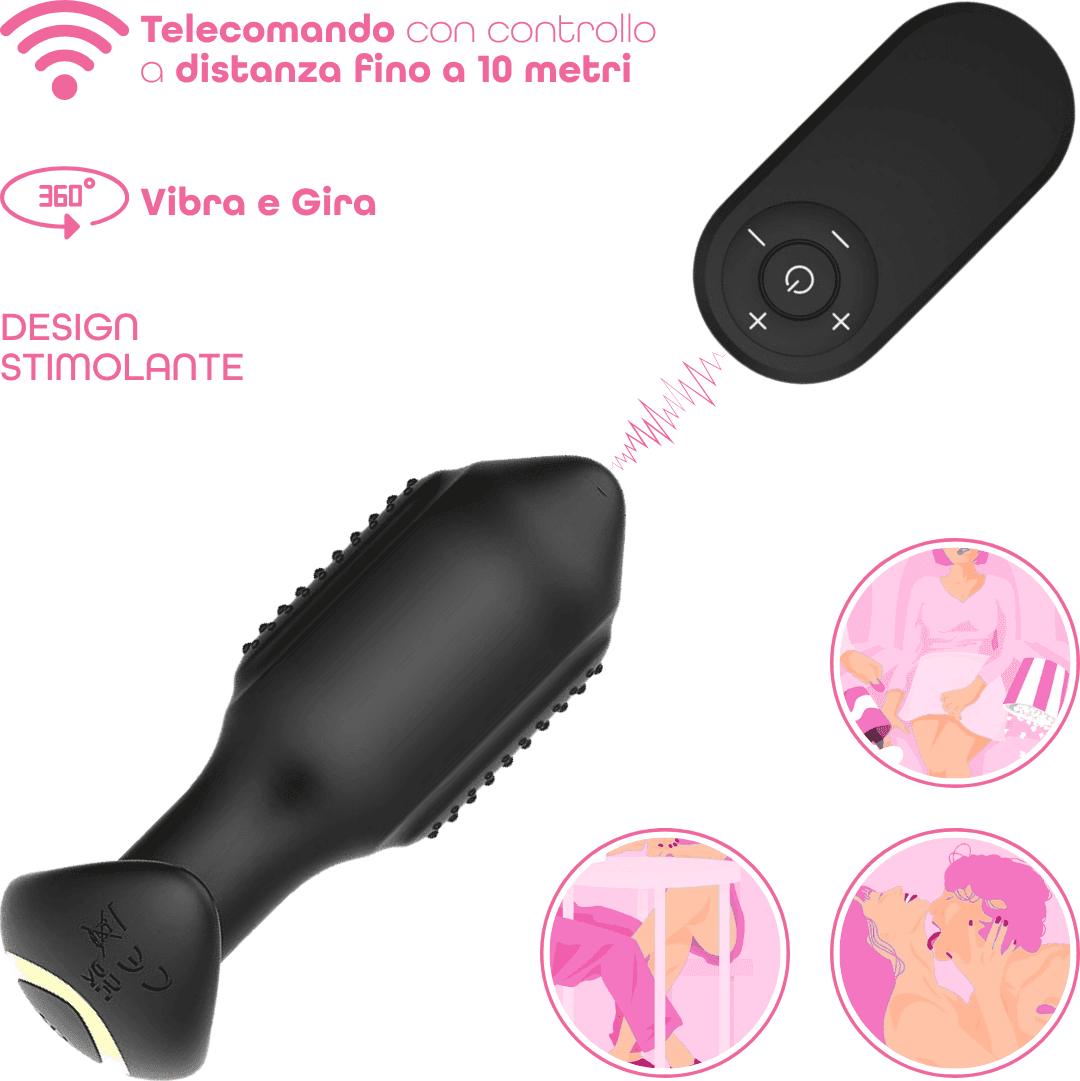 Stimolatore Prostata con Telecomando Vibratore Anale 360° Rotante in Silicone - 9
