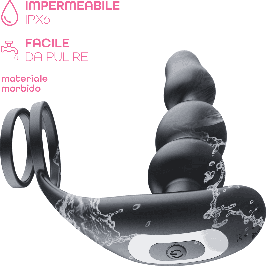 Stimolatore Prostata con Telecomando Rotante Vibratore Anale Anello Pene Plug - 7