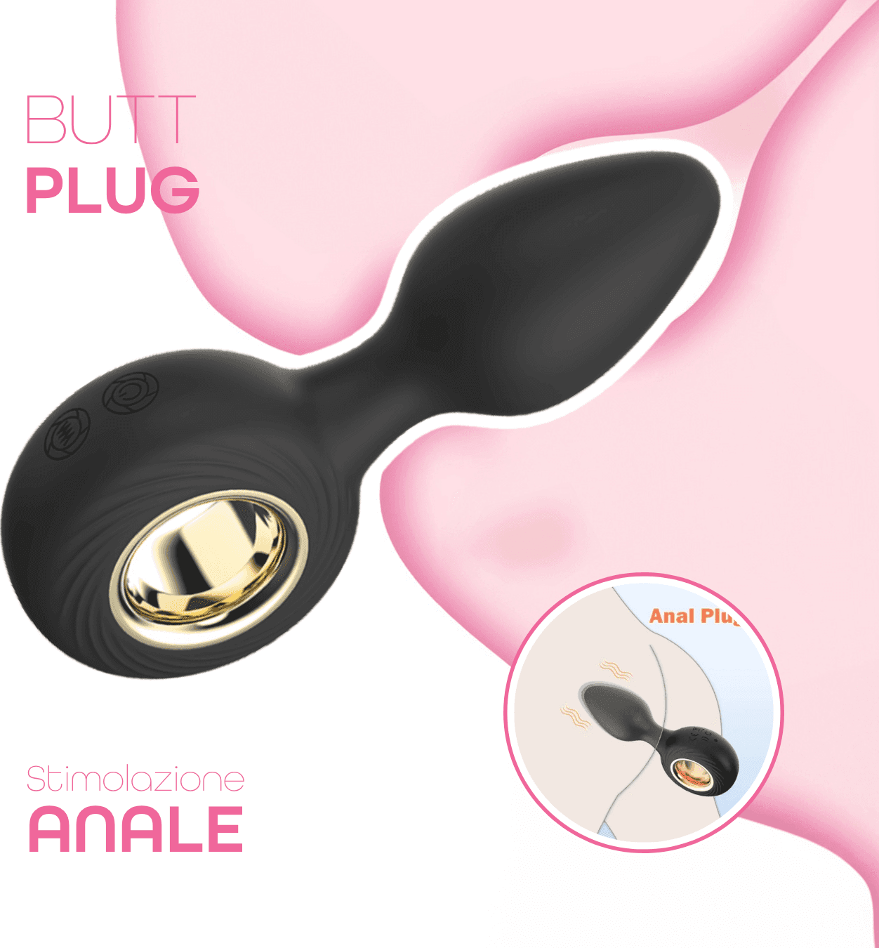 Butt Plug Anale Vibrante in Silicone Stimolatore Prostata Compatto 12 Modalità - 4