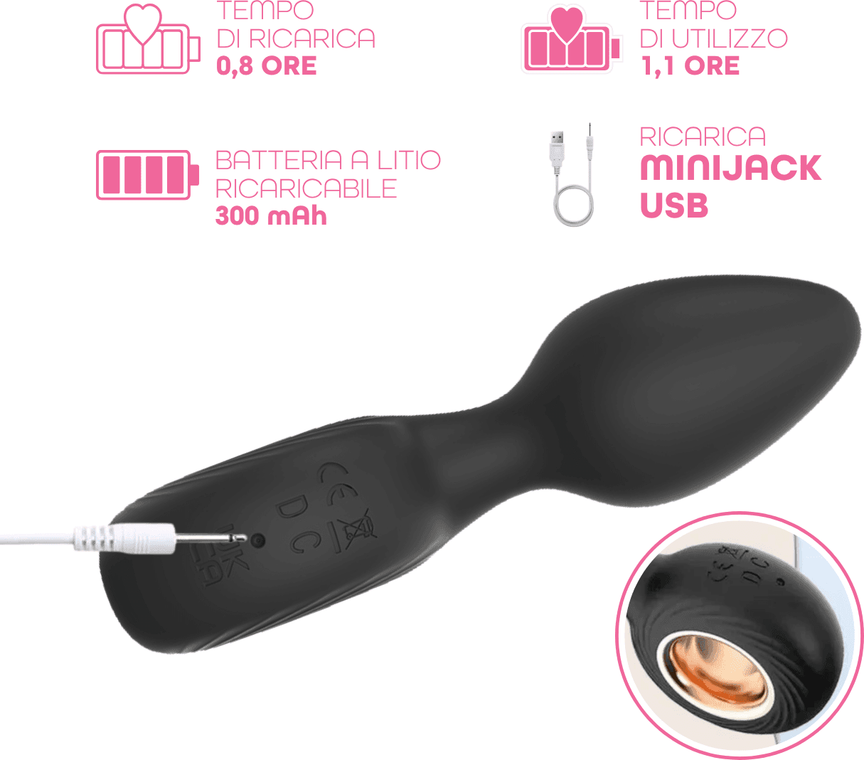 Butt Plug Anale Vibrante in Silicone Stimolatore Prostata Compatto 12 Modalità - 5
