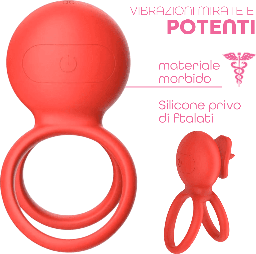 Anello Vibrante per Pene Sex Toy di Coppia Controllo App Lingua Lecca Clitoride - 4