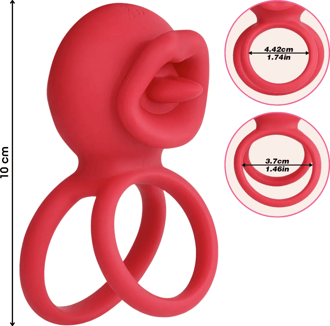 Anello Vibrante per Pene Sex Toy di Coppia Controllo App Lingua Lecca Clitoride - 6