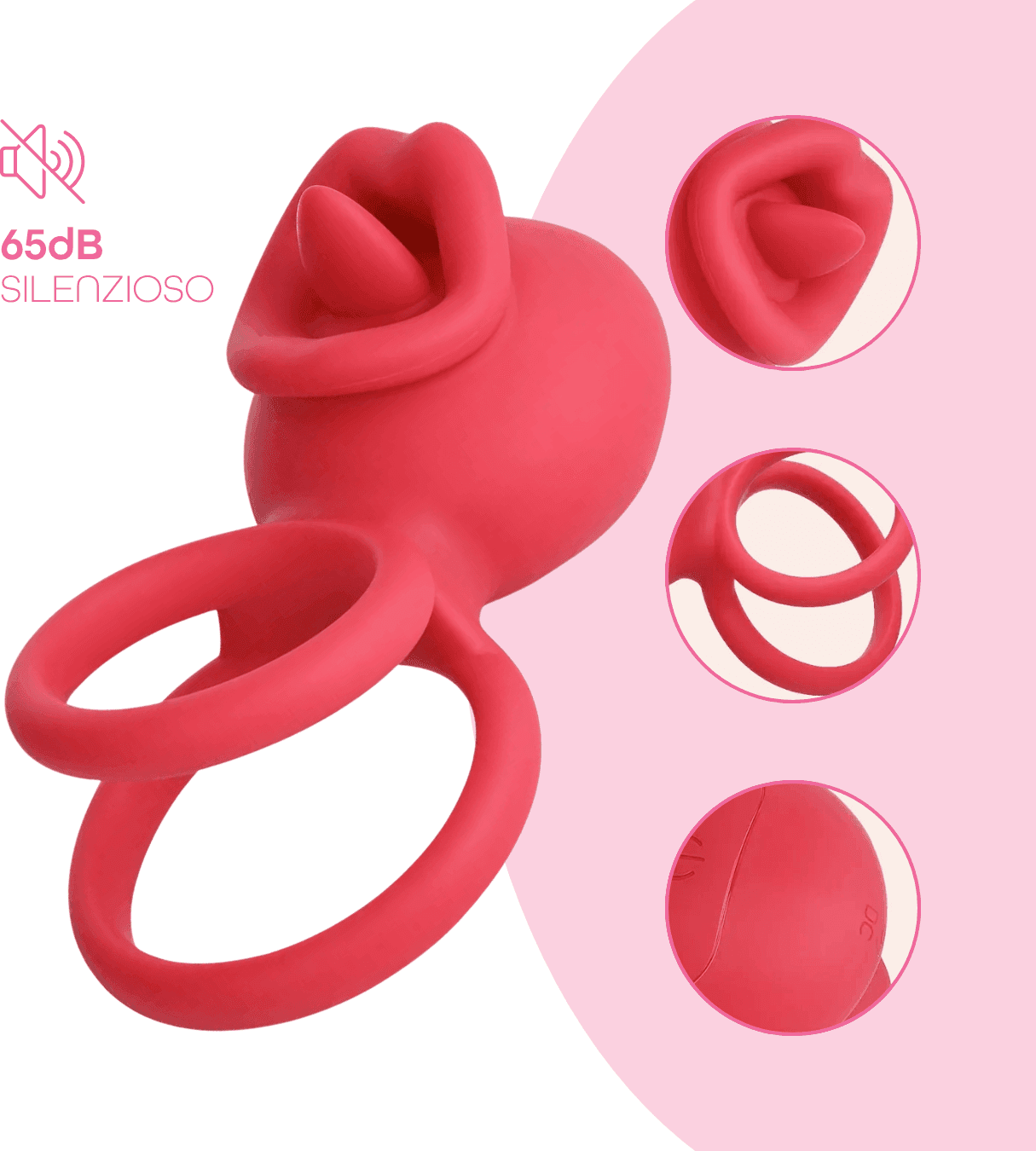 Anello Vibrante per Pene Sex Toy di Coppia Controllo App Lingua Lecca Clitoride - 8