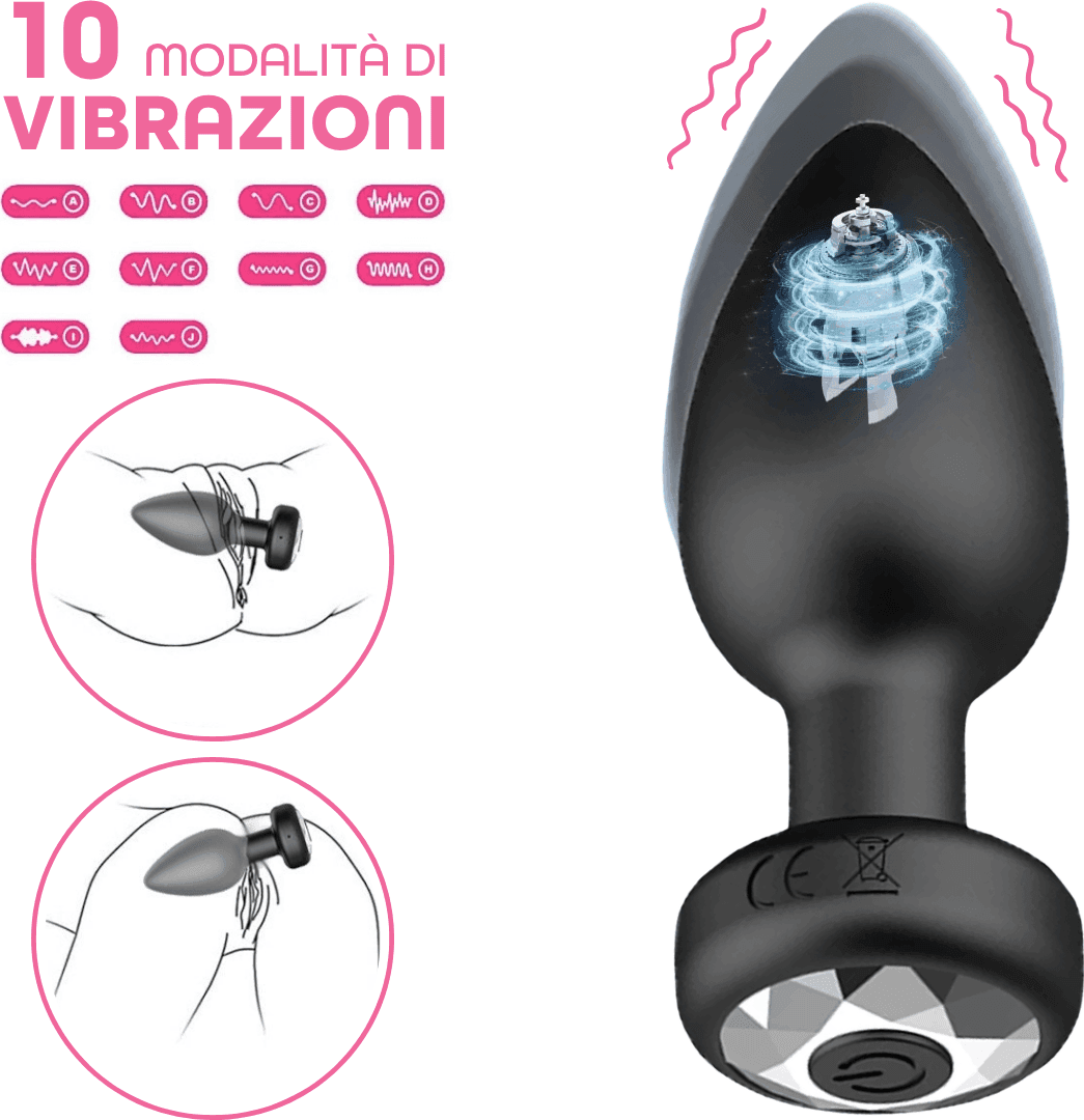 Plug Anale Vibrante con Telecomando Stimolatore Prostata 10 Modalità Vibrazione - 4