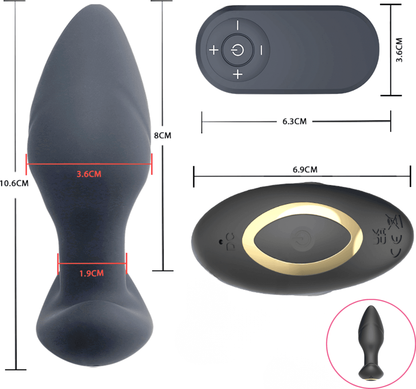 Butt Plug Anale Vibratore Dilatatore Sex Toys Anal Ruota e Vibra con Telecomando - 6