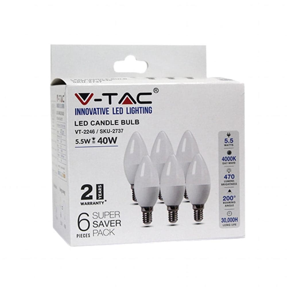 Lampadina LED E14 5,5W a Candela 4000K (Box 6 pezzi) - 1