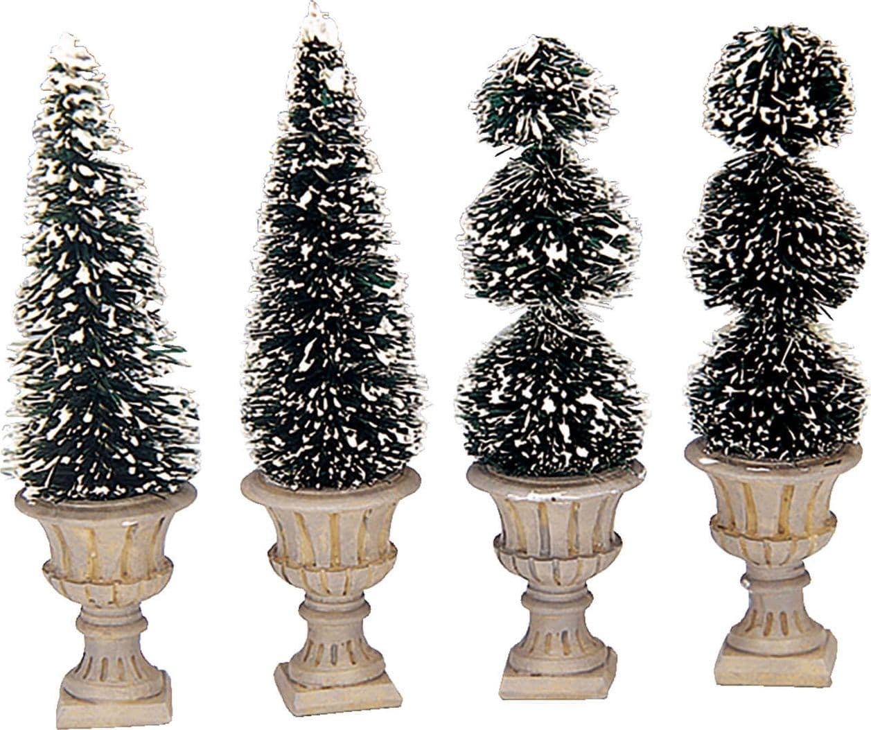 Alberi di Natale a forma di cono, accessori per villaggio di Natale, set di 4 pezzi