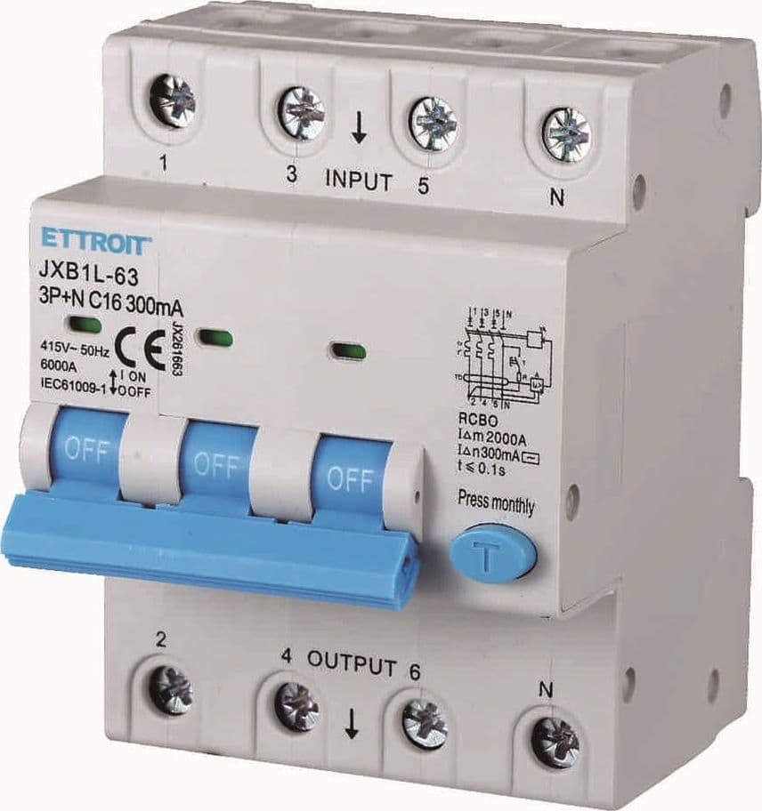 Magnetotermico Differenziale 3P+N 16A 300mA 380V-6KA - 1