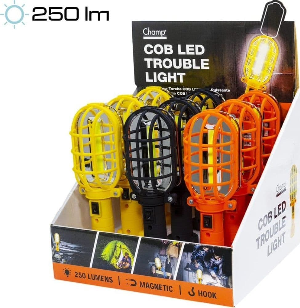 MINI LAMPADA DA LAVORO CON CALAMITA E GANCIO - 250LM - ESPOSITORE 9 PEZZI - 1