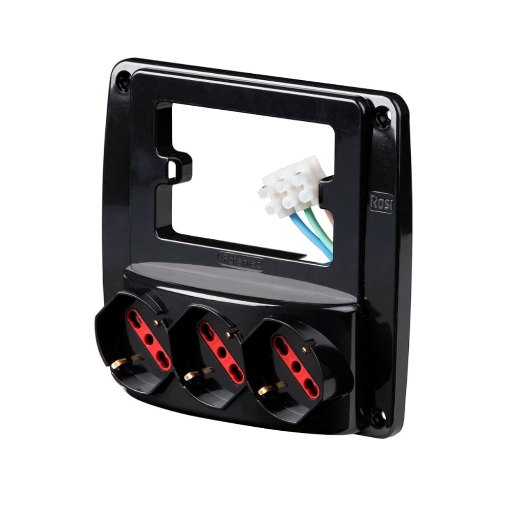 MULTIPRESA DA PARETE SMART 3 PRESE UNIVERSALI 16A 250V NERA - 1