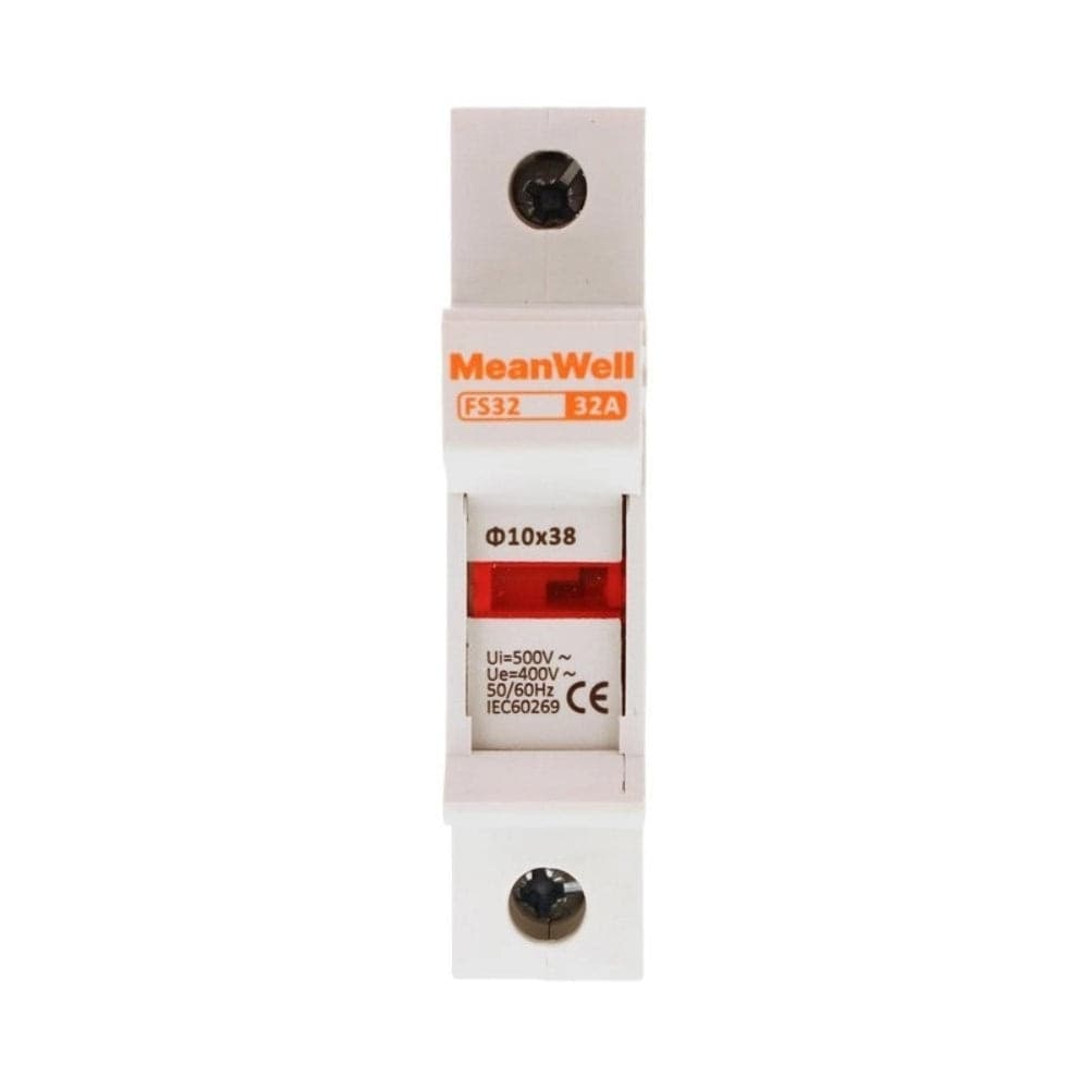 Portafusibile Modulare AC per Quadri Elettrici con Guida DIN, 1 Polo 1 Modulo D10X38mm 32A AC 500V IP20 Certificato IEC60269