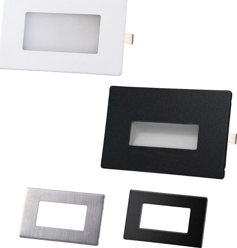 Segnapasso a LED in policarbonato per scatola 503 IP65 2,5W CCT - Luce Simmetrica - Cover metalliche in dotazione colore Bianco - Nero e Acciaio spazzolato