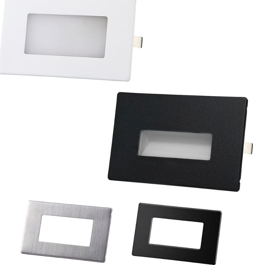 Segnapasso a LED in policarbonato per scatola 503 IP65 2,5W CCT - Luce Simmetrica - Cover metalliche in dotazione colore Bianco - Nero e Acciaio spazzolato