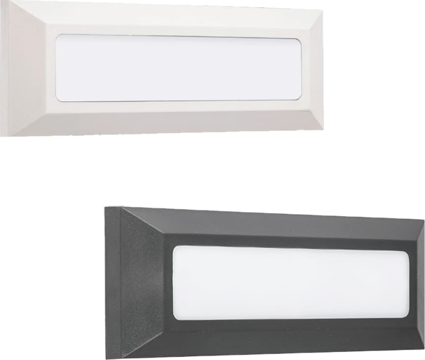 Segnapasso in ABS e policarbonato a parete - Cover Bianca e Antracite in dotazione - Fascio simmetrico - 4W con Luce selezionabile CCT