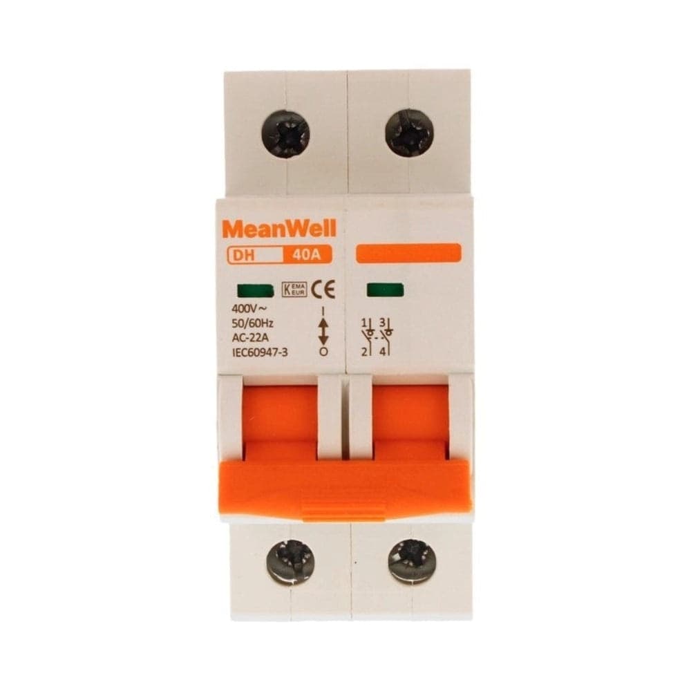 Sezionatore Modulare per Quadri Elettrici con Guida DIN, 2 Poli 2 Moduli 40A AC 400V IP20 Certificato IEC609475A 230V IP20 Certificato IEC61009 - 1