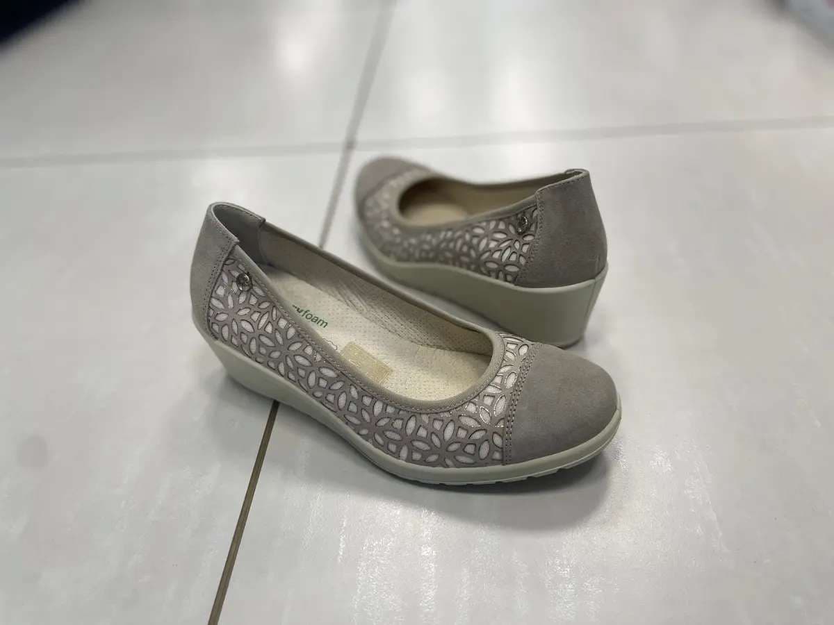 ENVAL SOFT Ballerina con zeppa in pelle beige - 5