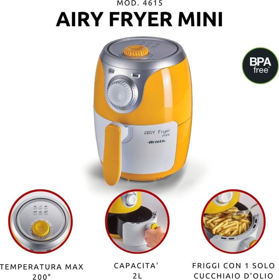 Friggitrice ad Aria Airy Fryer Mini 1000 W Ariete - 2
