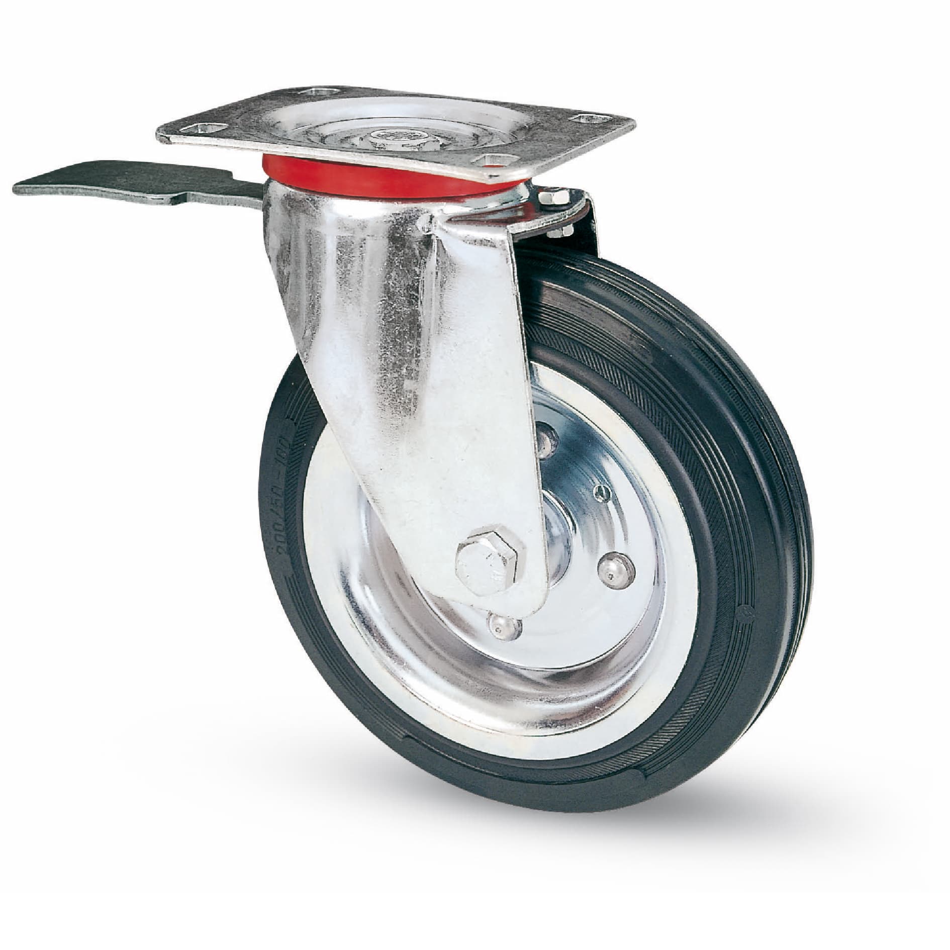 Ruota Girevole per Carrelli+freno Post. ART.80BIS Mm 180 Piastra Mm 140 x - 2