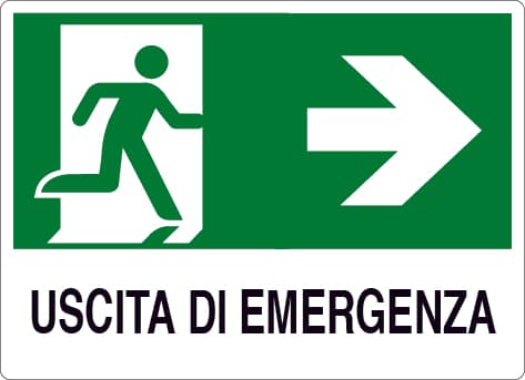 Cartello Segnaletico Uscita di Emergenza Destra Cm 30 x 20 10 Pezzi - 2