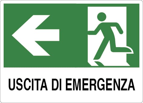 Cartello Segnaletico Uscita di Emergenza Sinistra Cm 30 x 20 10 Pezzi - 2