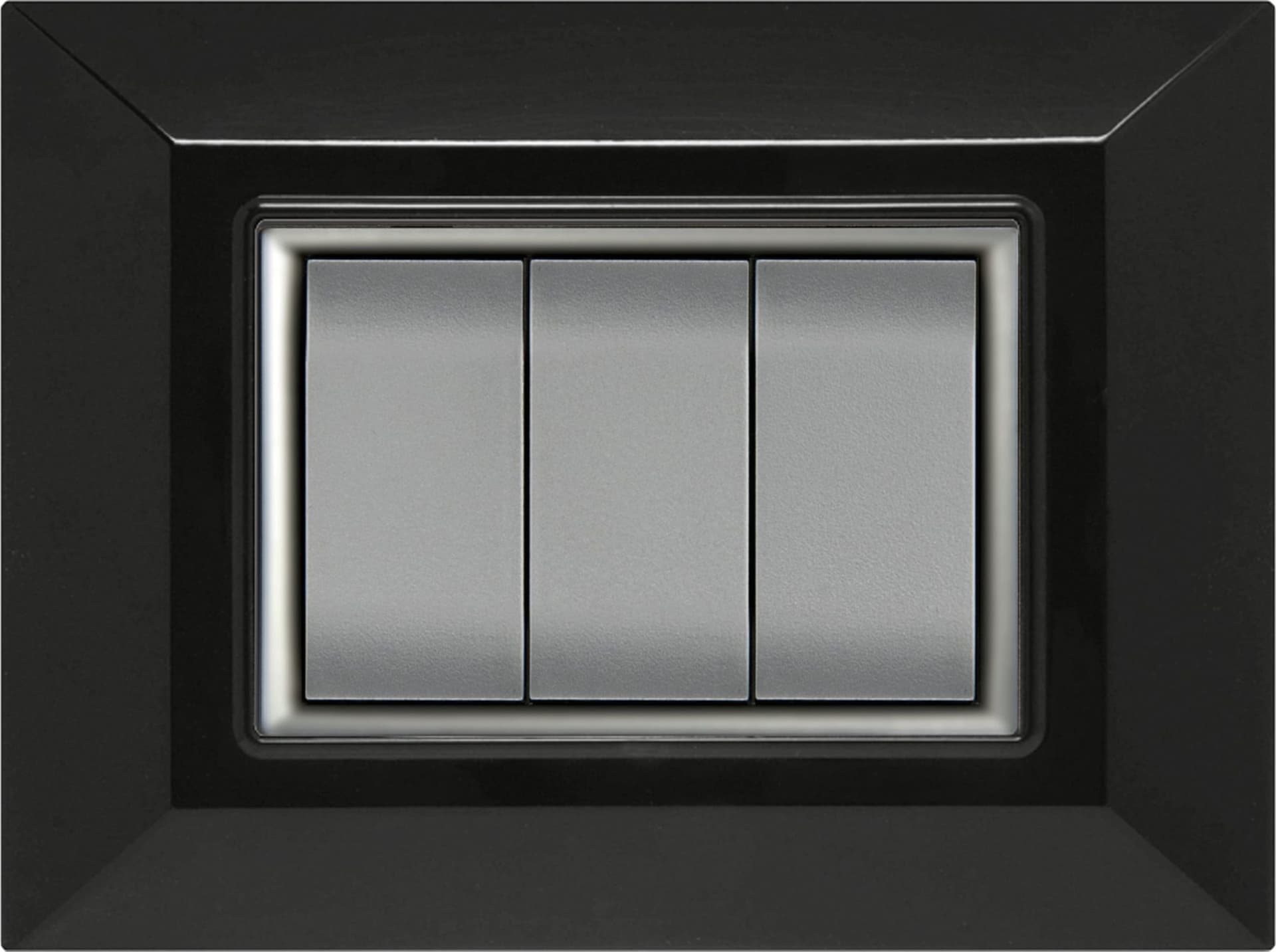 Placca Plain Colore Nero 3 Posti 20 Pezzi Feb Elettrica - 1