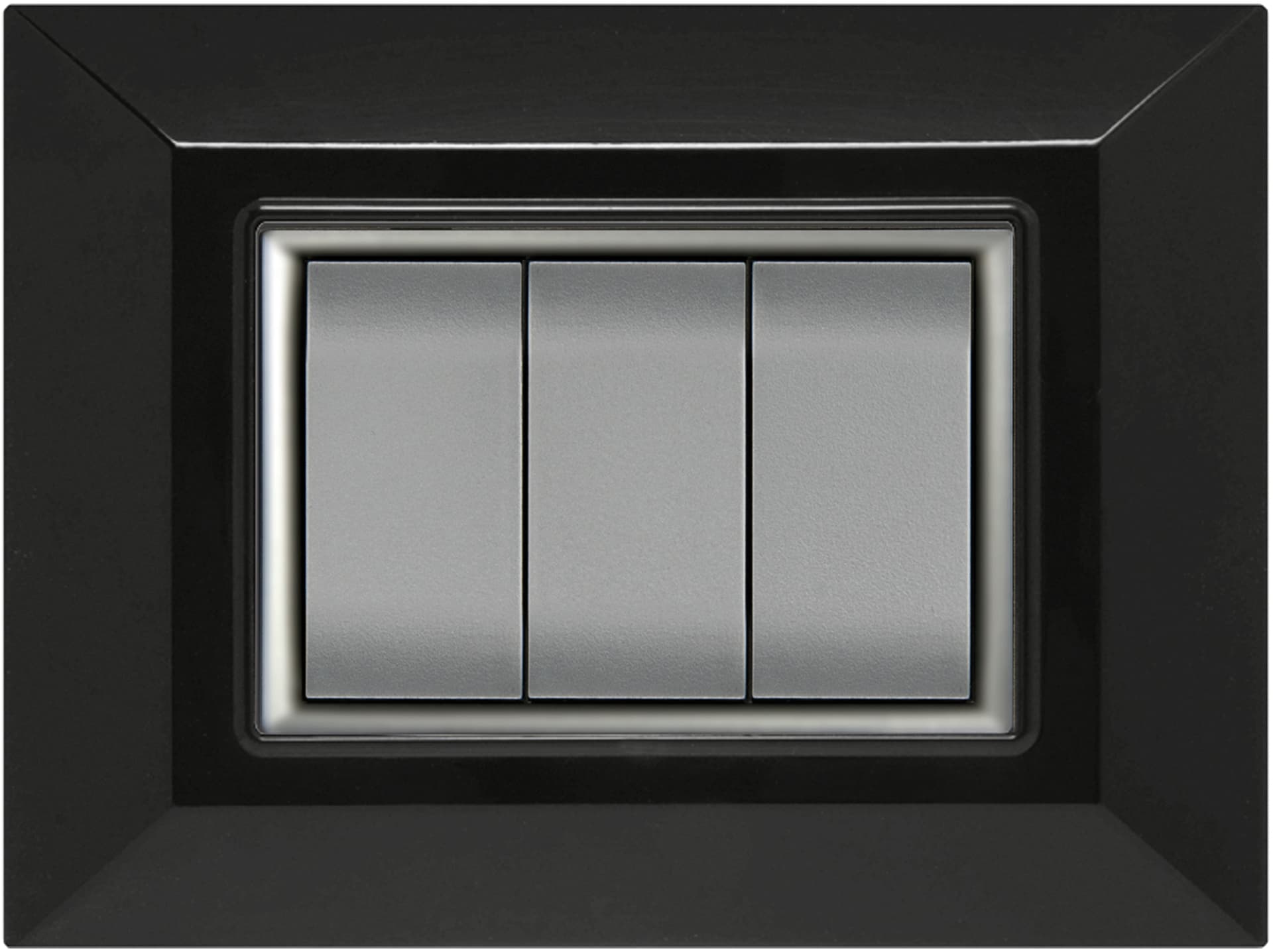Placca Plain Colore Nero 3 Posti 20 Pezzi Feb Elettrica - 2