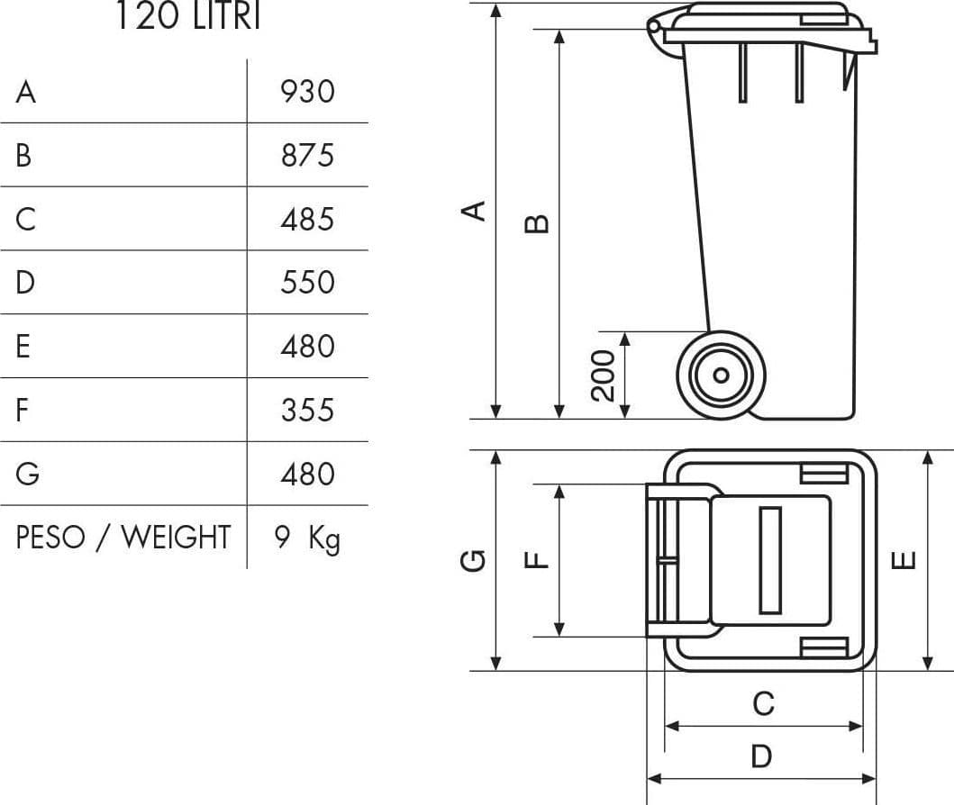 Bidone per Differenziata L 120 cm 48 x 48 5X93 H Colore Marrone Mobil - 3